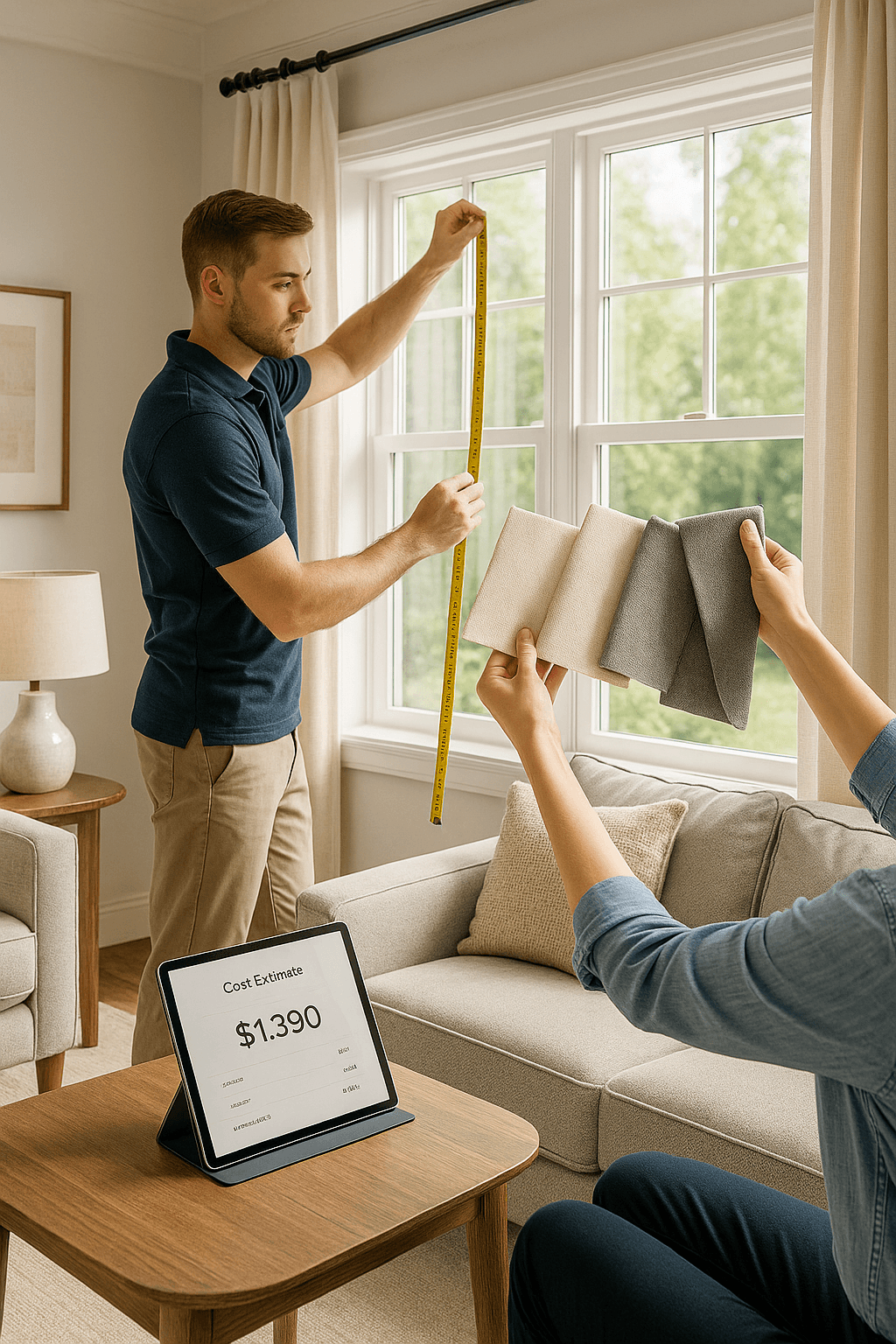 Measuring windows and comparing fabrics